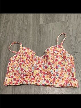 Floral Underwire Bikini Top - Pink/Orange